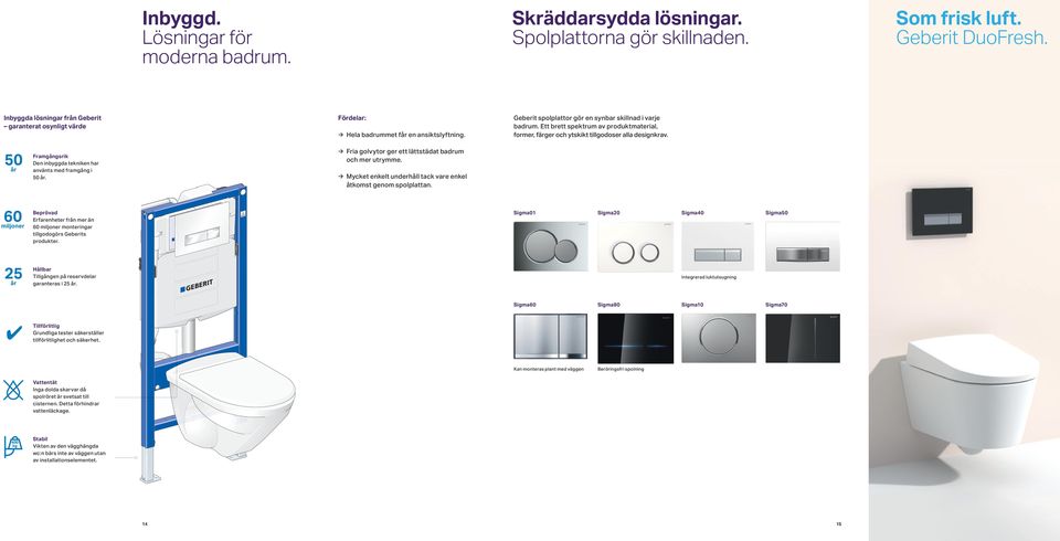 Ett brett spektrum av produktmaterial, former, färger och ytskikt tillgodoser alla designkrav. 50 år Framgångsrik Den inbyggda tekniken har använts med framgång i 50 år.