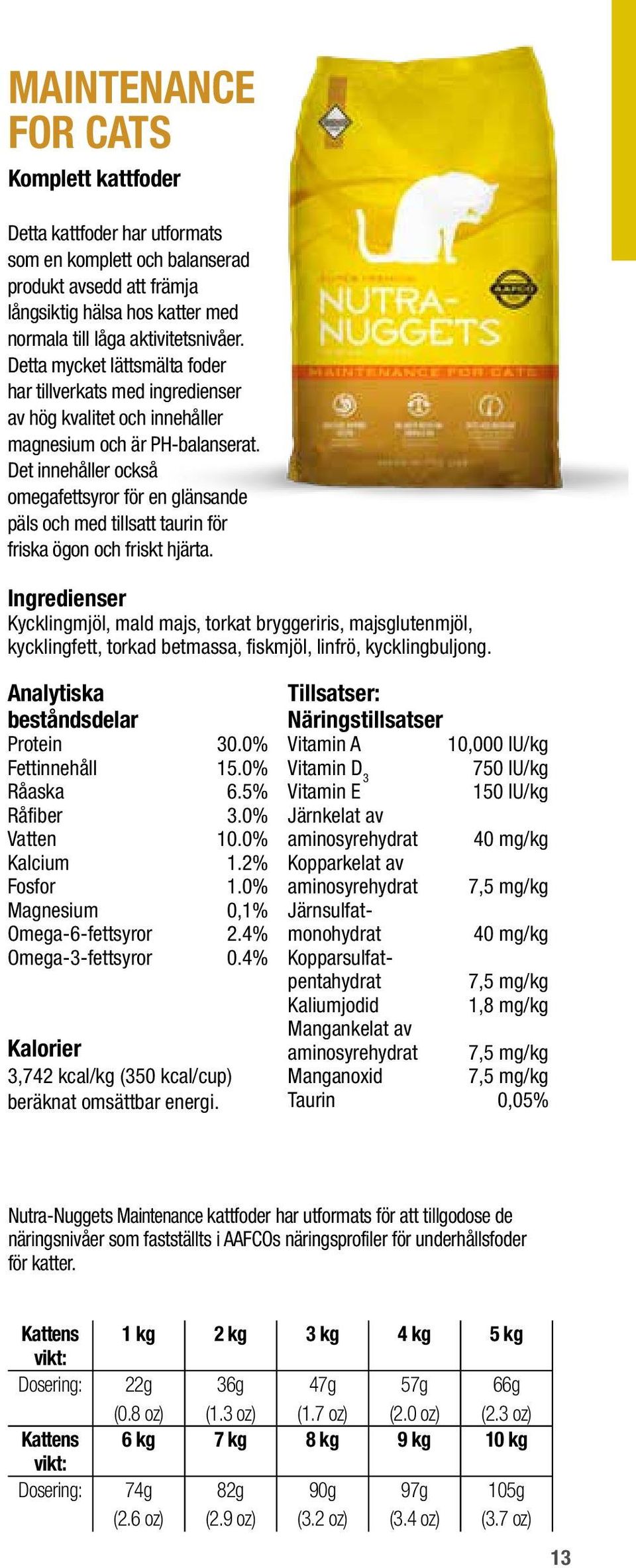 Det innehåller också omegafettsyror för en glänsande päls och med tillsatt taurin för friska ögon och friskt hjärta.