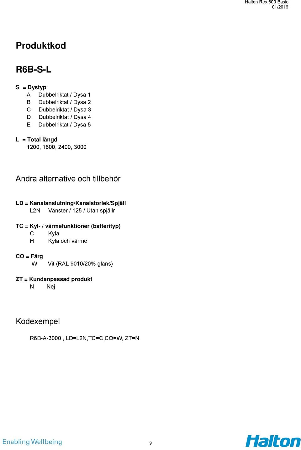 Kanalanslutning/Kanalstorlek/Spjäll L2N Vänster / 125 / Utan spjällr TC = Kyl- / värmefunktioner (batterityp) C Kyla H