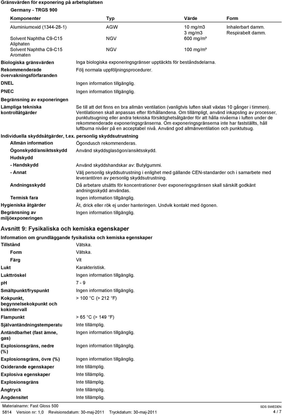 tekniska kontrollåtgärder Inga biologiska exp