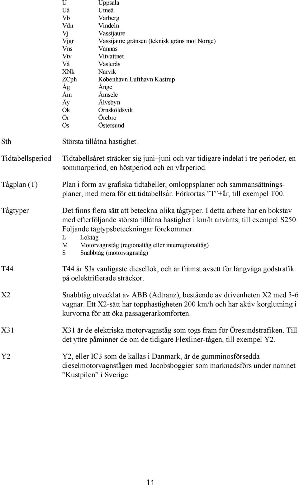 Tidtabellsåret sträcker sig juni juni och var tidigare indelat i tre perioder, en sommarperiod, en höstperiod och en vårperiod.