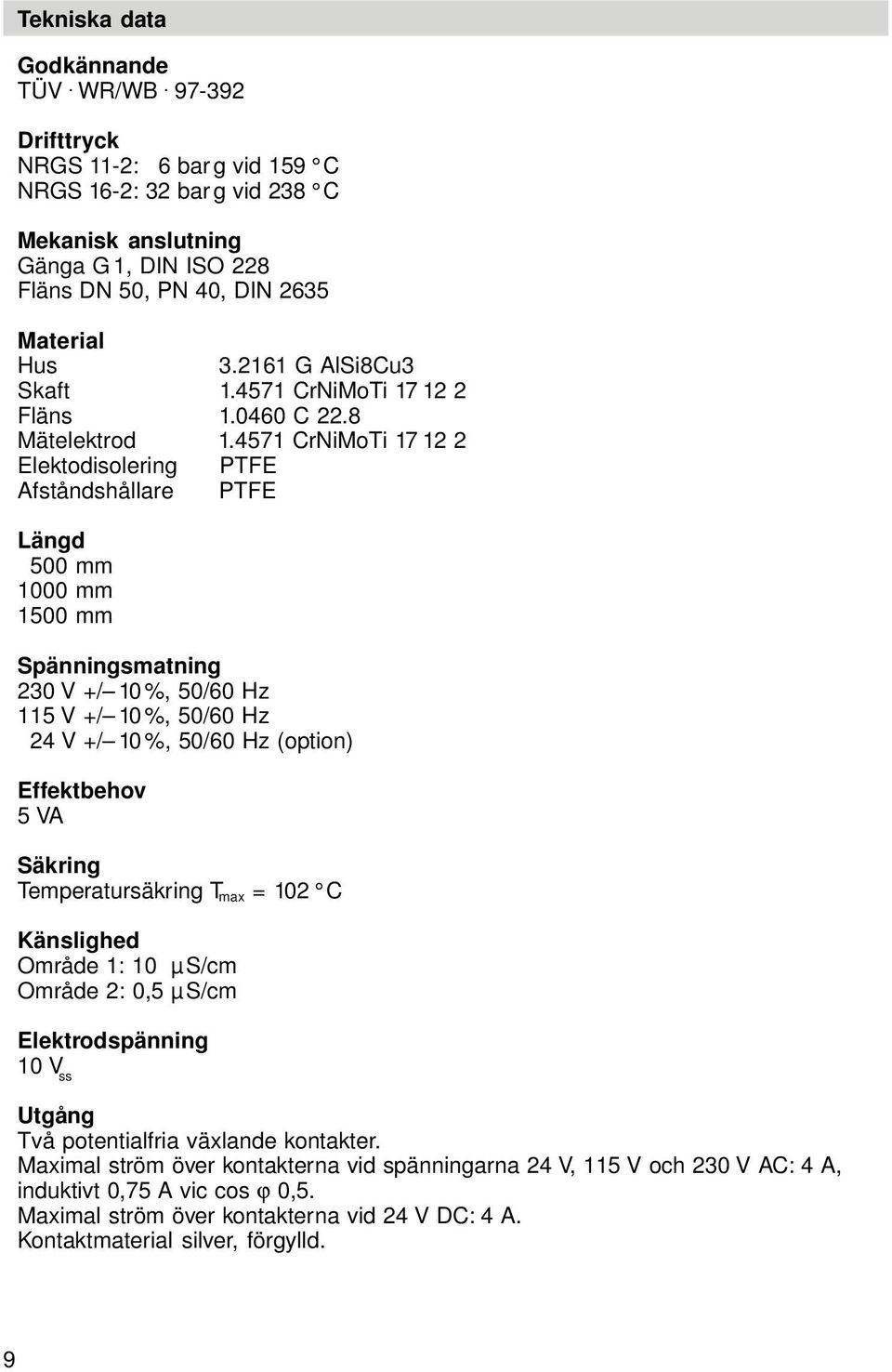 571 CrNiMoTi 17 12 2 Fläns 1.060 C 22.8 Mätelektrod 1.