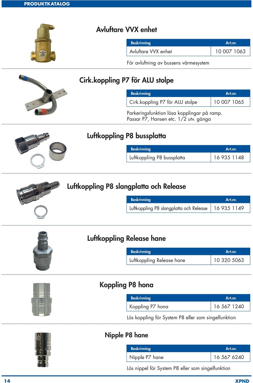 gänga Luftkoppling P8 bussplatta Luftkoppling P8 bussplatta 16 935 1148 Luftkoppling P8 slangplatta och Release Luftkoppling P8 slangplatta och Release 16 935 1149