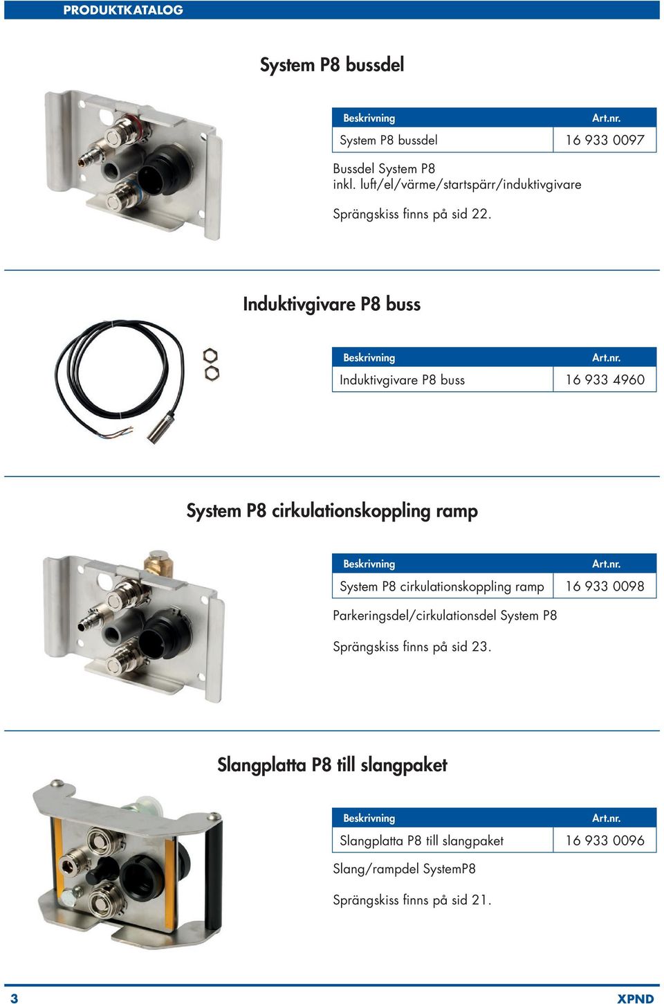 Induktivgivare P8 buss Induktivgivare P8 buss 16 933 4960 System P8 cirkulationskoppling ramp System P8