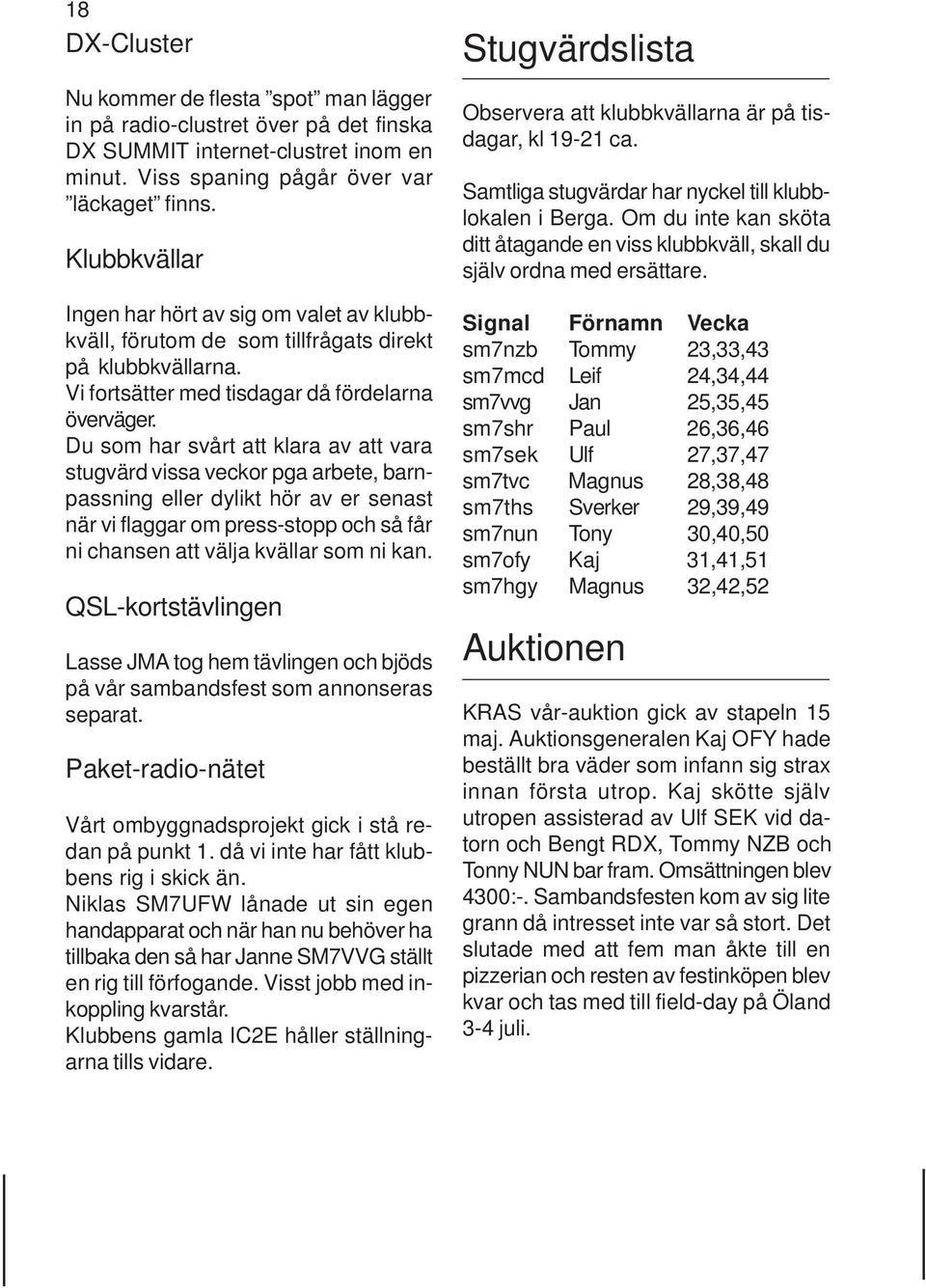 Du som har svårt att klara av att vara stugvärd vissa veckor pga arbete, barnpassning eller dylikt hör av er senast när vi flaggar om press-stopp och så får ni chansen att välja kvällar som ni kan.