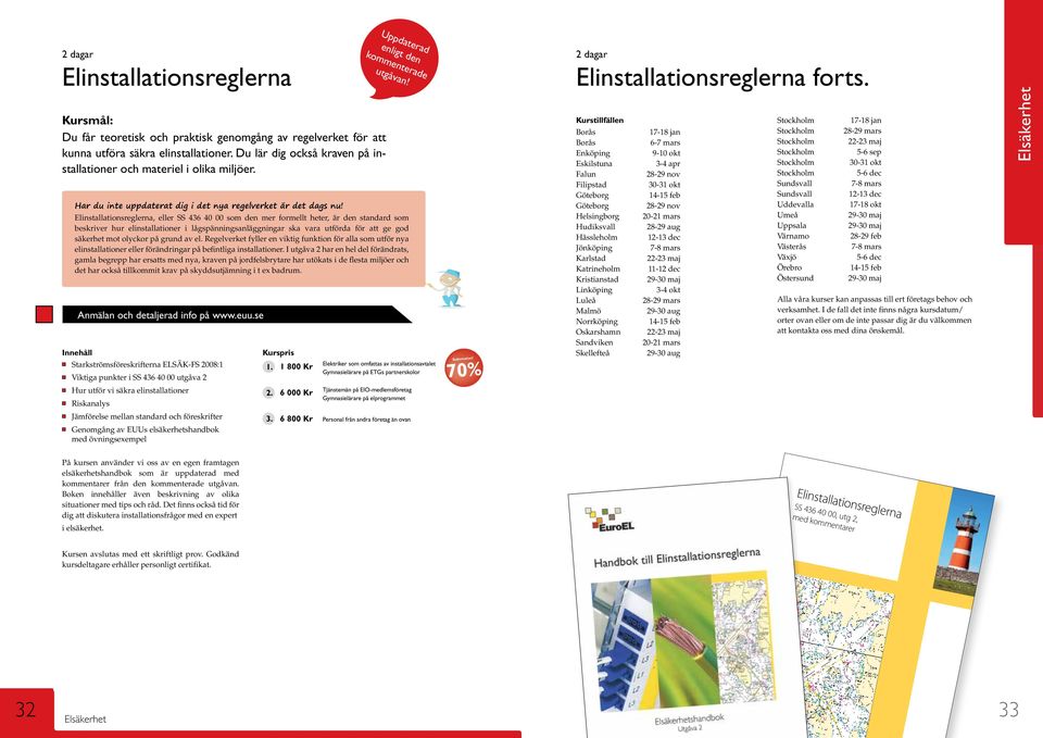 Starkströmsföreskrifterna ELSÄK-FS 2008:1 Viktiga punkter i SS 436 40 00 utgåva 2 Hur utför vi säkra elinstallationer Riskanalys Uppdaterad enligt den kommenterade utgåvan!