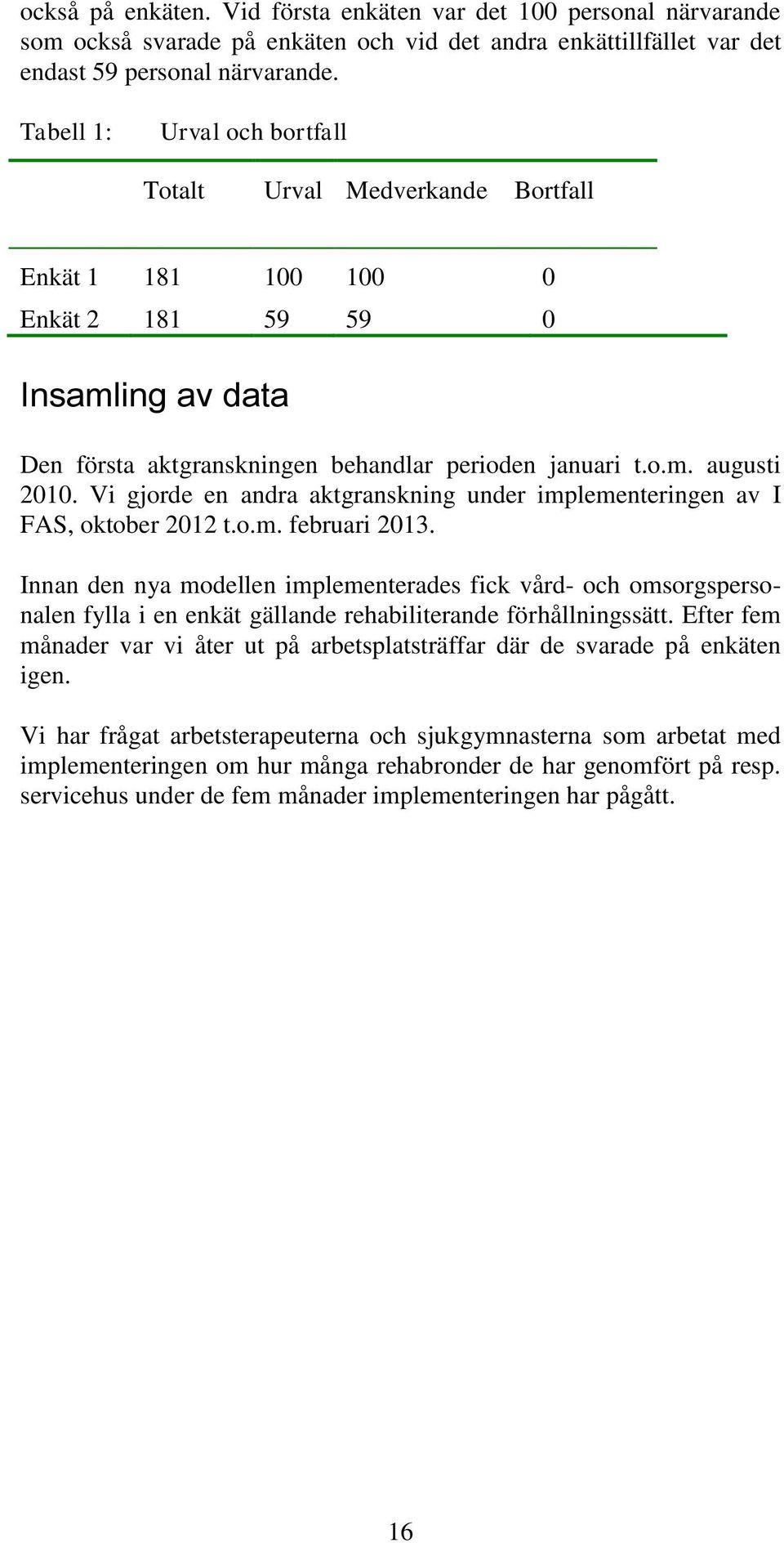 Vi gjorde en andra aktgranskning under implementeringen av I FAS, oktober 2012 t.o.m. februari 2013.