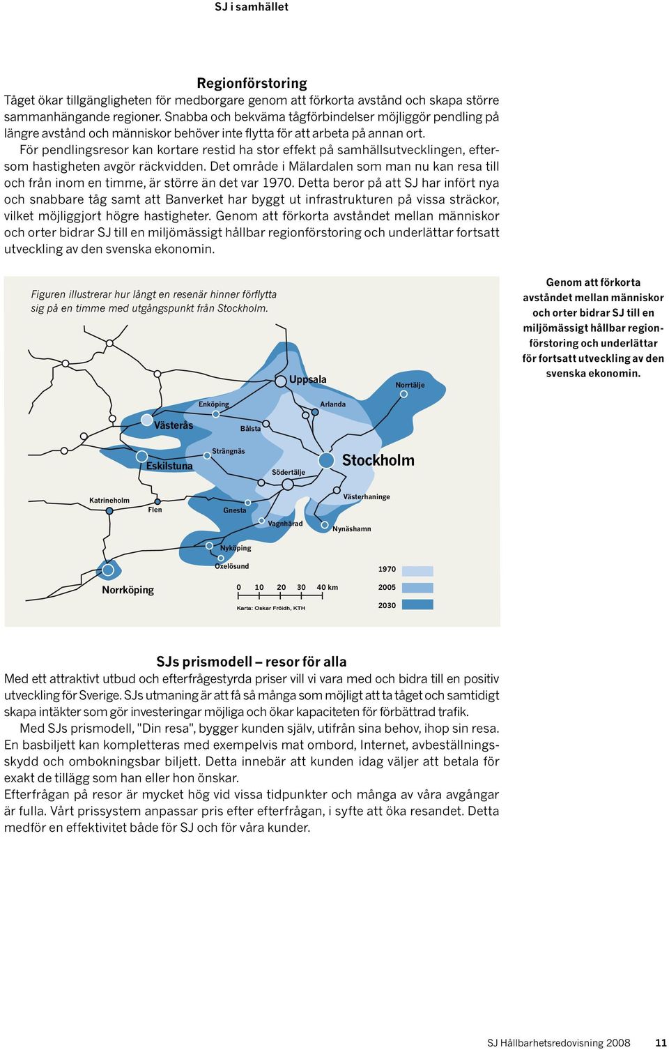 För pendlingsresor kan kortare restid ha stor effekt på samhällsutvecklingen, eftersom hastigheten avgör räckvidden.