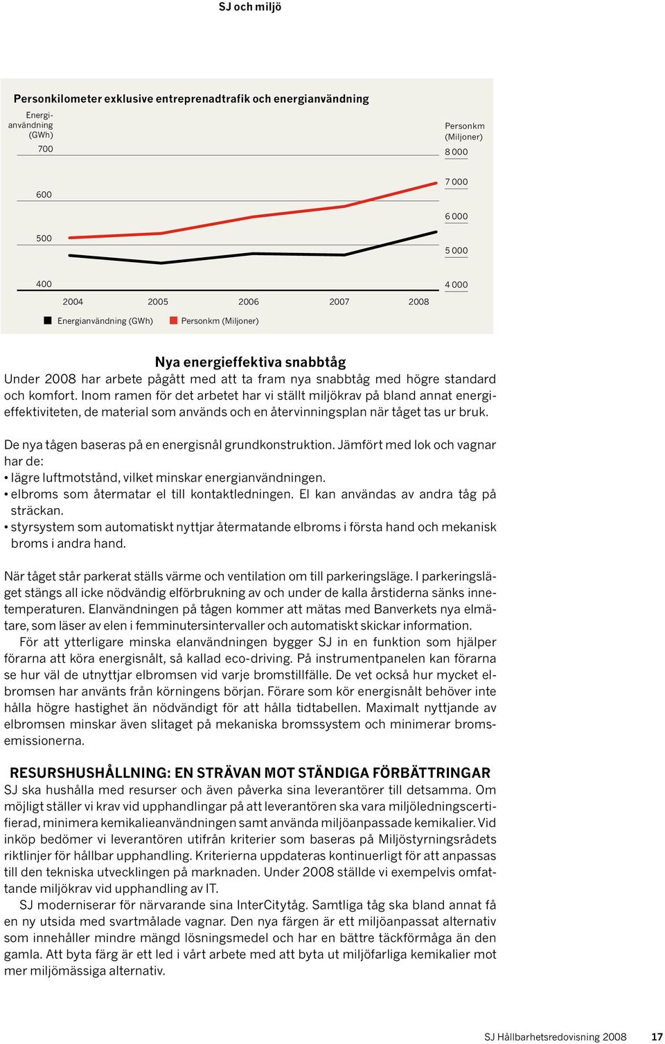 Inom ramen för det arbetet har vi ställt miljökrav på bland annat energieffektiviteten, de material som används och en återvinningsplan när tåget tas ur bruk.