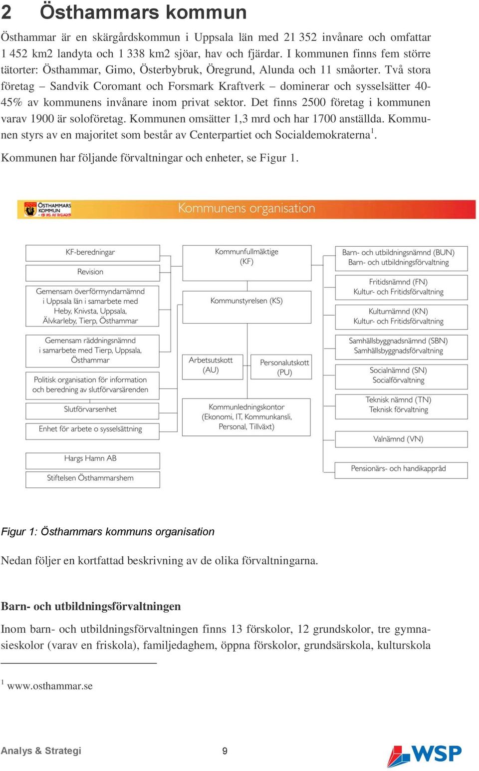 Två stora företag Sandvik Coromant och Forsmark Kraftverk dominerar och sysselsätter 40-45% av kommunens invånare inom privat sektor. Det finns 2500 företag i kommunen varav 1900 är soloföretag.