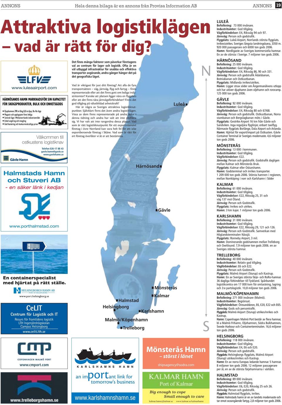 se Halmstads Hamn och Stuveri AB - en säker länk i kedjan www.porthalmstad.com CeLIT Centrum för Logistik och IT Resurs för framtidens logistik LTH Ingenjörshögskolan Campus Helsingborg www.celit.lth.