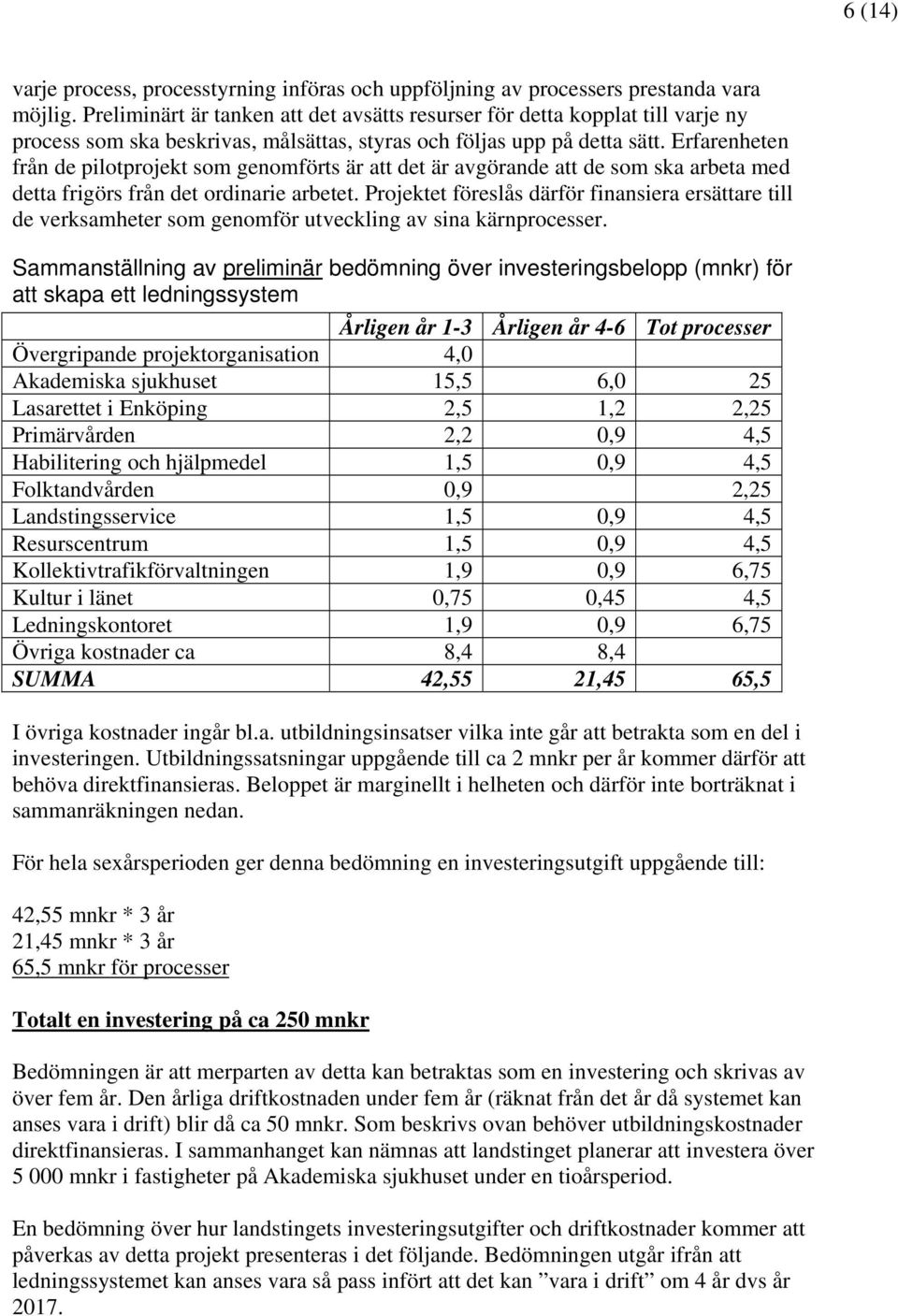 Erfarenheten från de pilotprojekt som genomförts är att det är avgörande att de som ska arbeta med detta frigörs från det ordinarie arbetet.