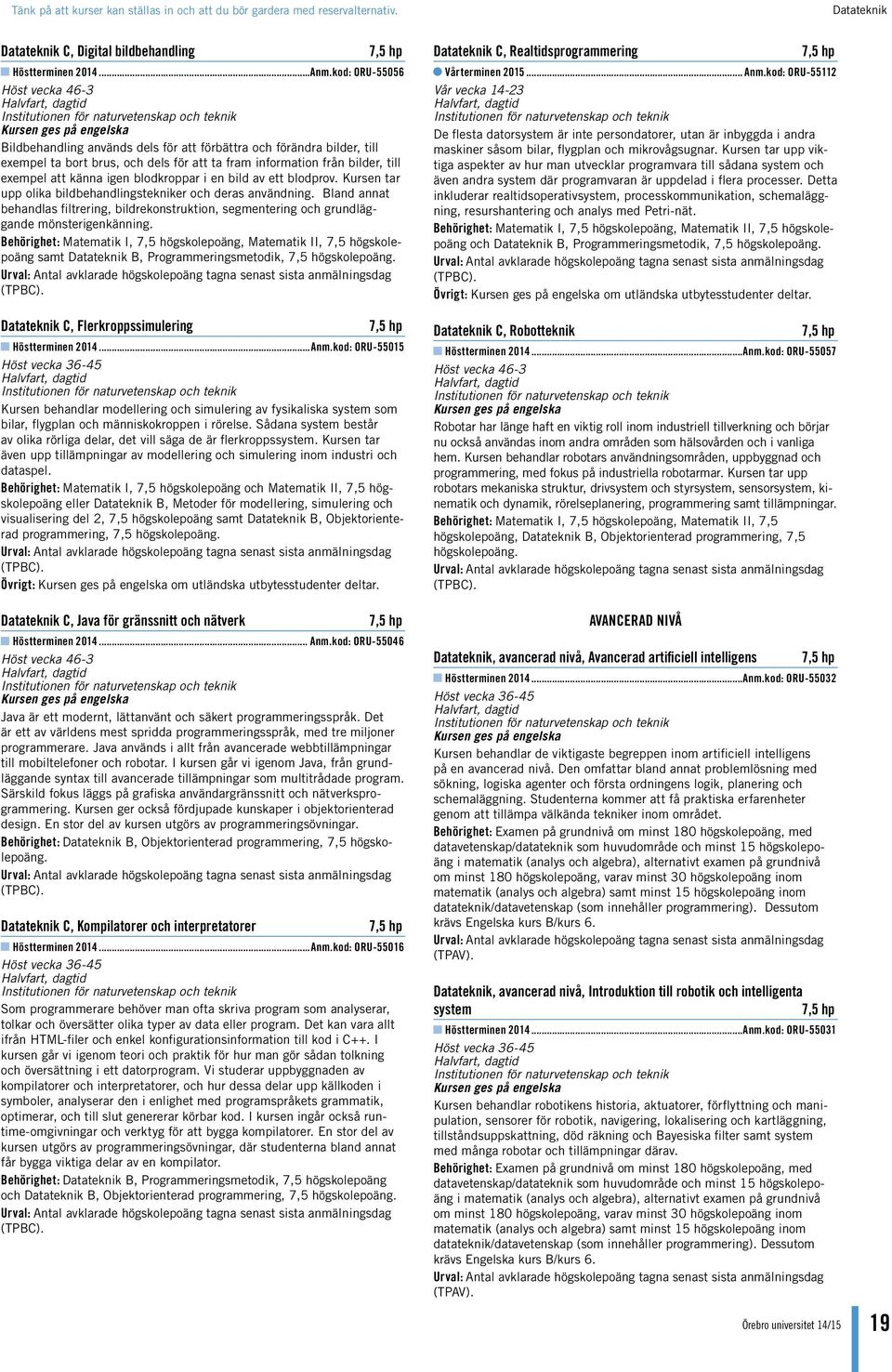 i en bild av ett blodprov. Kursen tar upp olika bildbehandlingstekniker och deras användning. Bland annat behandlas filtrering, bildrekonstruktion, segmentering och grundläggande mönsterigenkänning.