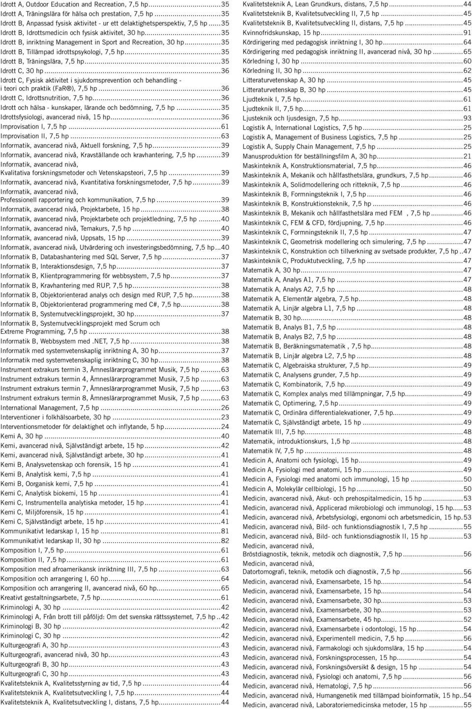 ..36 Idrott C, Fysisk aktivitet i sjukdomsprevention och behandling - i teori och praktik (FaR ),...36 Idrott C, Idrottsnutrition,...36 Idrott och hälsa - kunskaper, lärande och bedömning,.