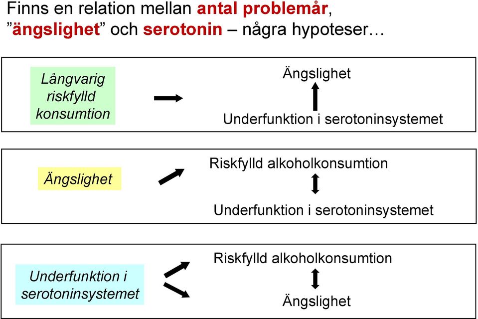 serotoninsystemet Ängslighet Riskfylld alkoholkonsumtion Underfunktion i