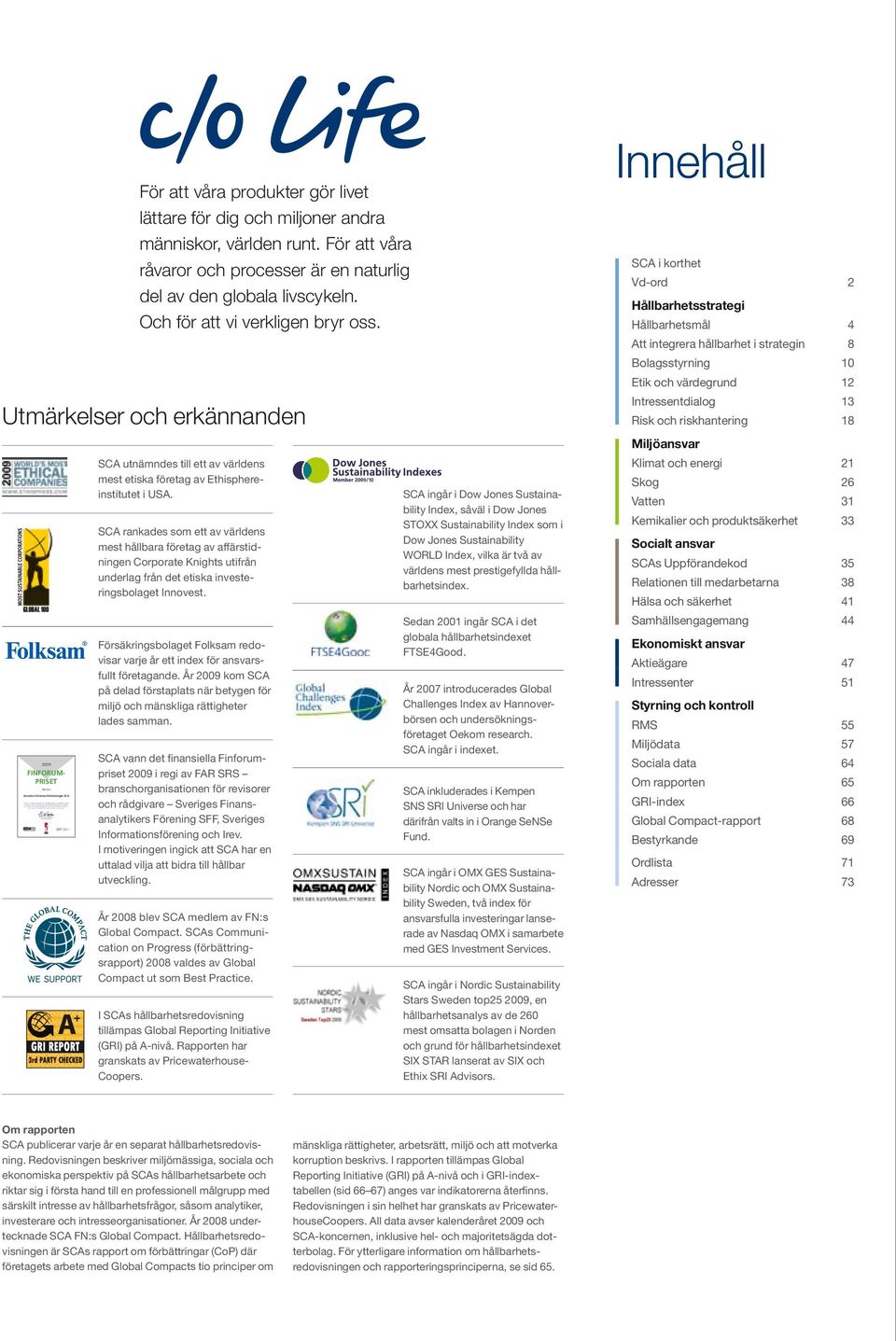 Företaget har en gedigen ekonomisk information och en stor öppenhet på sin hemsida. SCA har i denna förändring visat mod, kraft, handling och transparens.