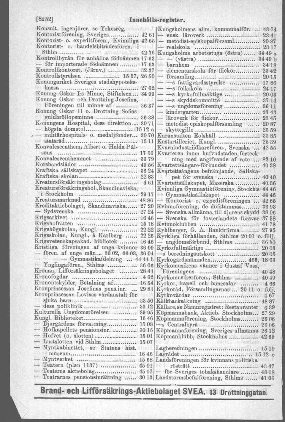 .: ; 4276 Kungsholms arbetsstuga (östra) 3449 a Kontrollbyrån för anhållna födoämnen 1763 - - (västra)...... :...... 3449 b - för importerade födoämnen 1763 - barnhem......... 3418 Kontrollkontoret, (Järnv.