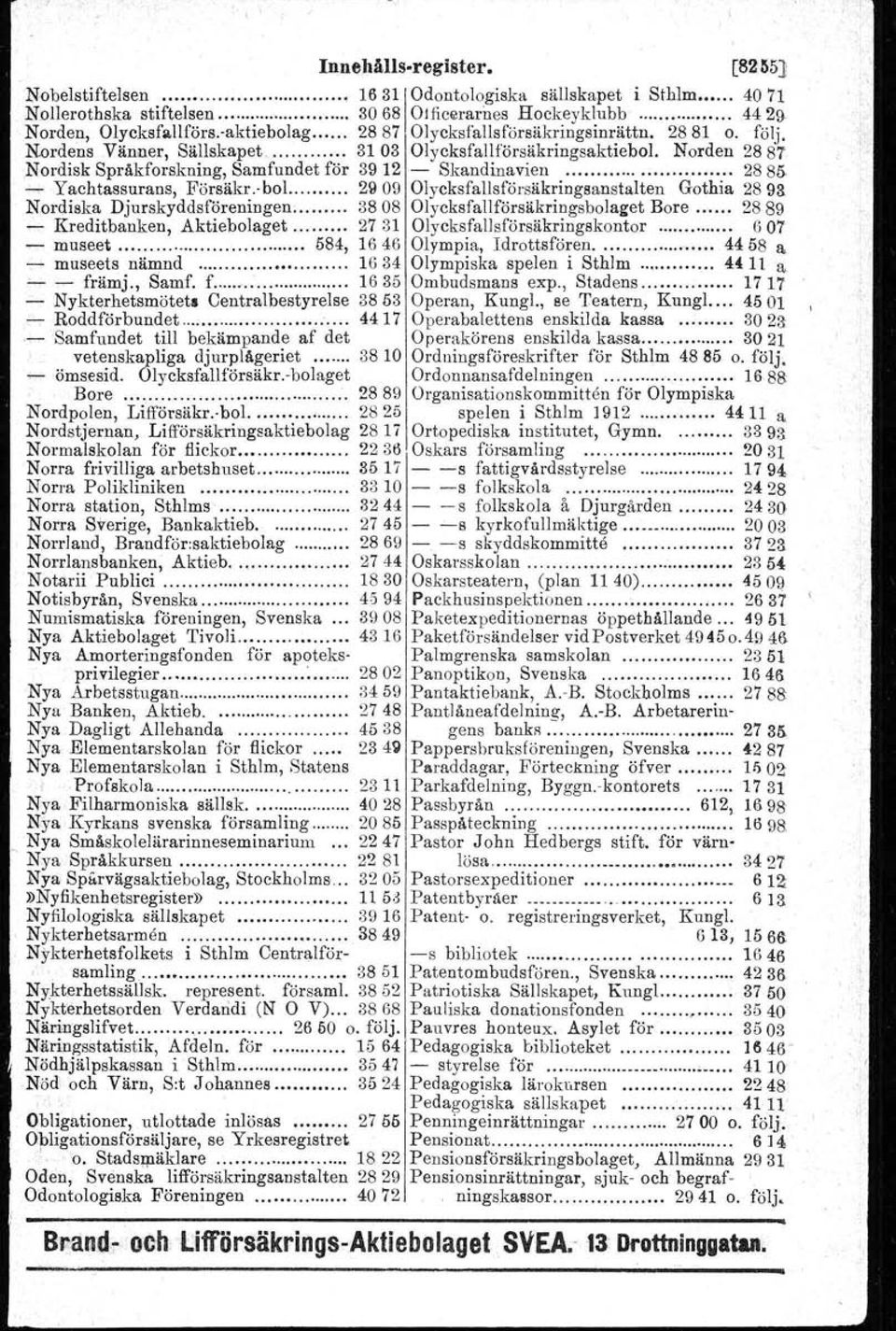 Norden 2881 Nordisk Språkforskning, Samfundet för 3912 - Skandinavien 2885- - Yachtassurans, Försäkr.-bol.