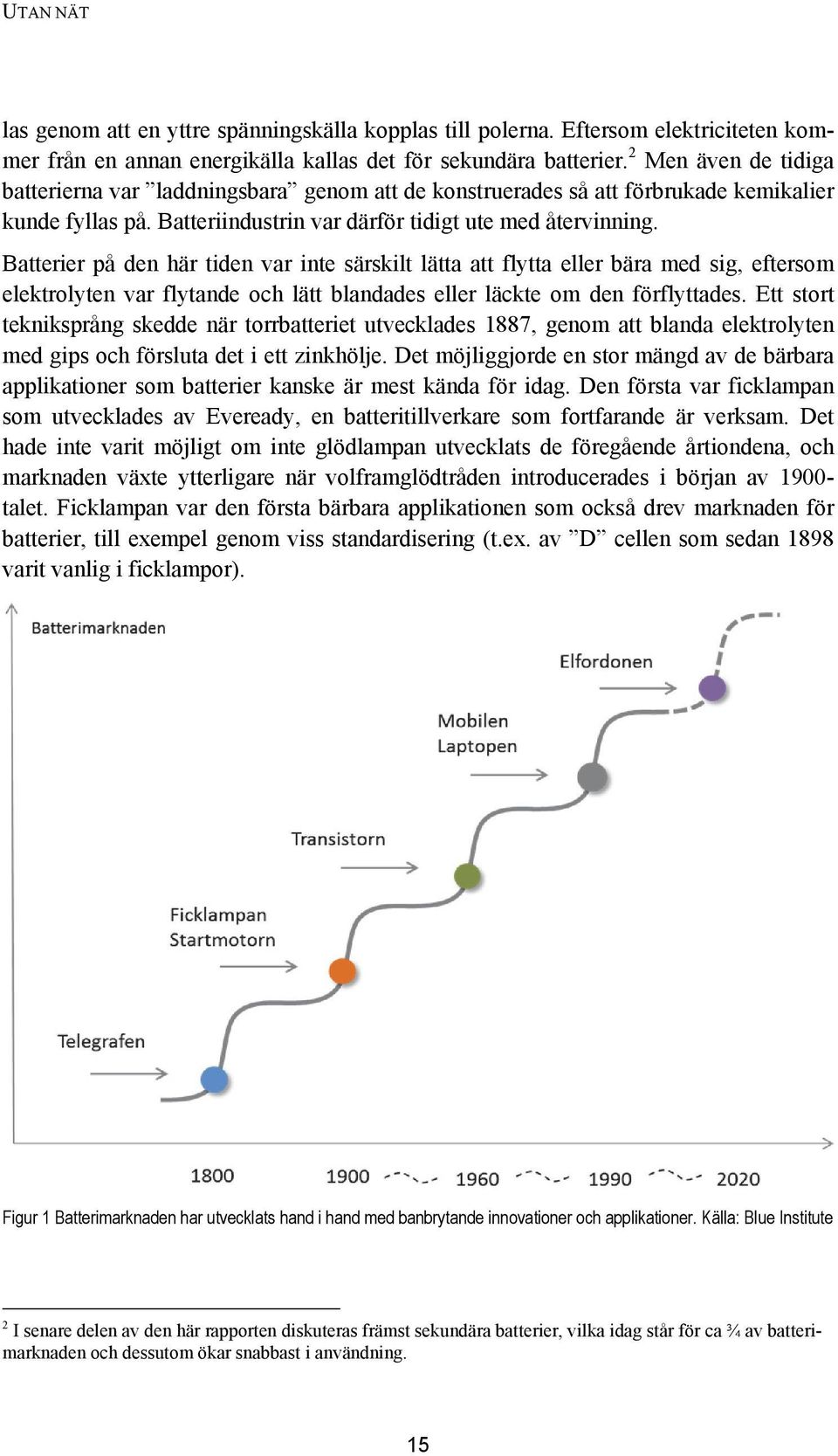 Batterier på den här tiden var inte särskilt lätta att flytta eller bära med sig, eftersom elektrolyten var flytande och lätt blandades eller läckte om den förflyttades.