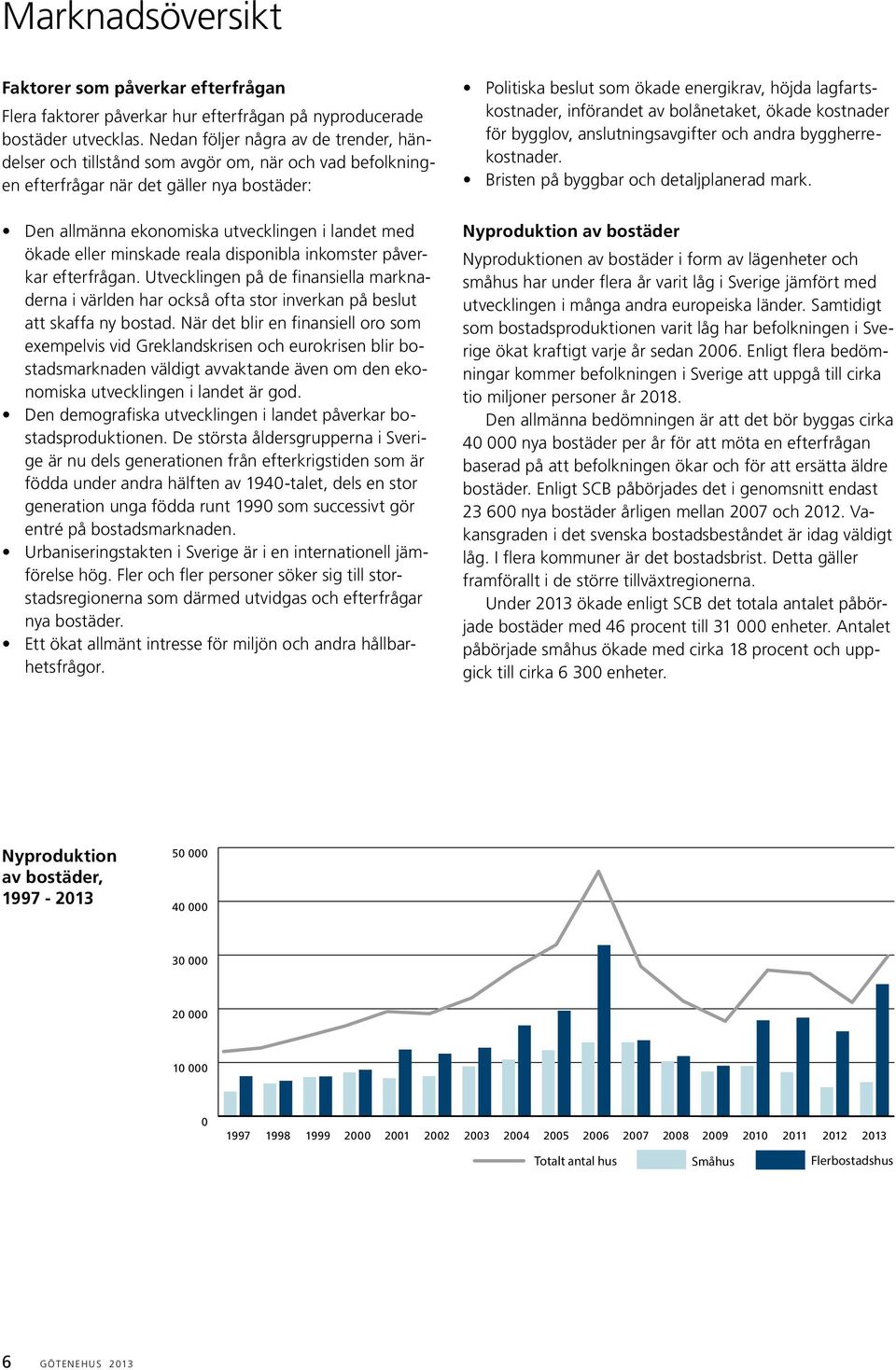 minskade reala disponibla inkomster påverkar efterfrågan. Utvecklingen på de finansiella marknaderna i världen har också ofta stor inverkan på beslut att skaffa ny bostad.