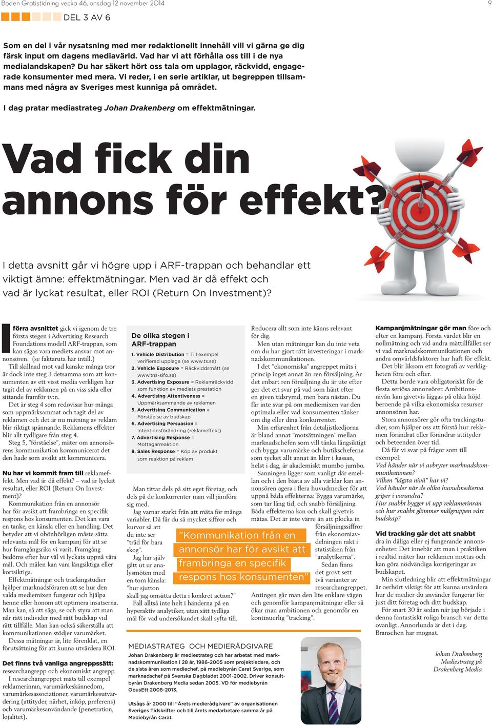 I dag pratar mediastrateg Johan Drakenberg om effektmätningar. Vad fick din annons för effekt? I detta avsnitt går vi högre upp i ARF-trappan och behandlar ett viktigt ämne: effektmätningar.