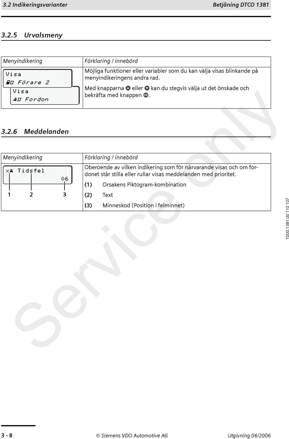 Oberoende av vilken indikering som för närvarande visas och om fordonet står stilla eller rullar visas meddelanden med prioritet.