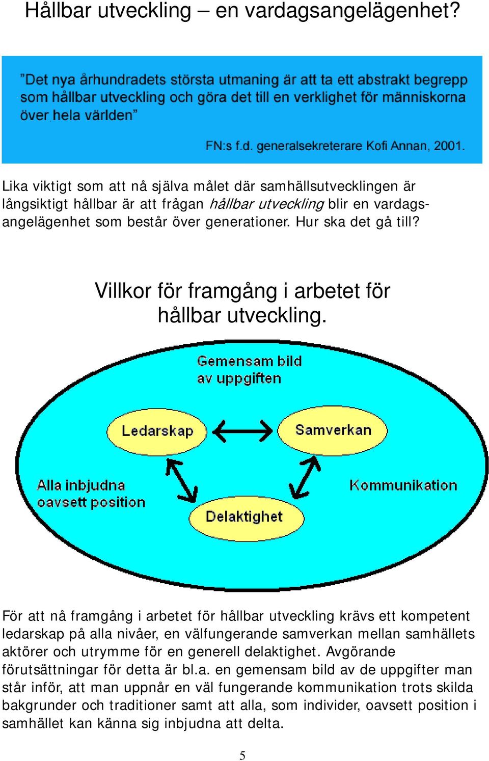 Hur ska det gå till? Villkor för framgång i arbetet för hållbar utveckling.