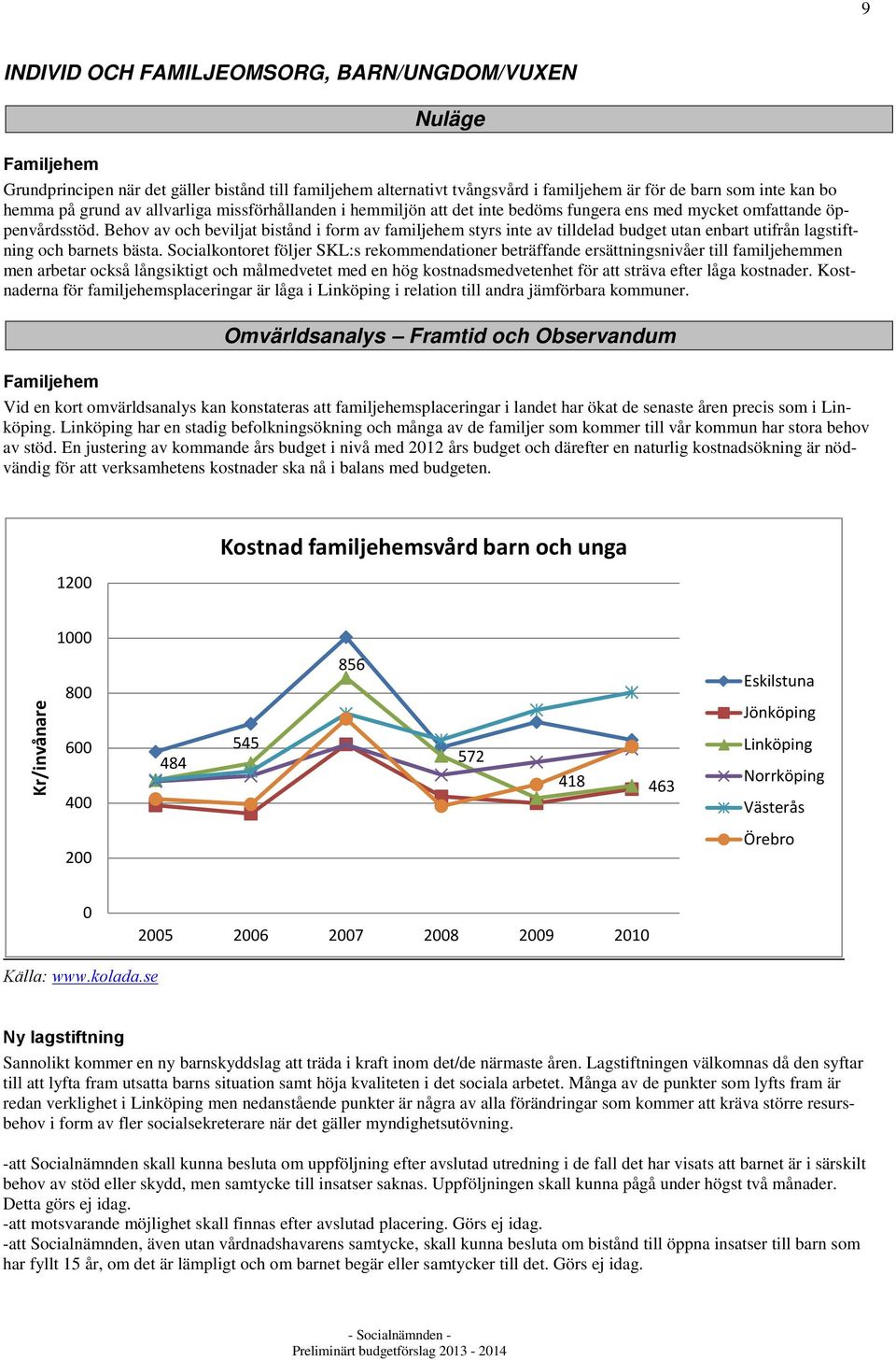 Behov av och beviljat bistånd i form av familjehem styrs inte av tilldelad budget utan enbart utifrån lagstiftning och barnets bästa.