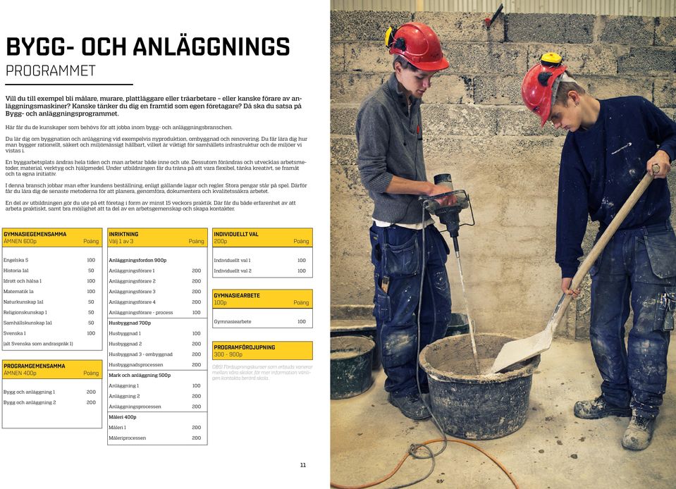 Du lär dig om byggnation och anläggning vid exempelvis nyproduktion, ombyggnad och renovering.