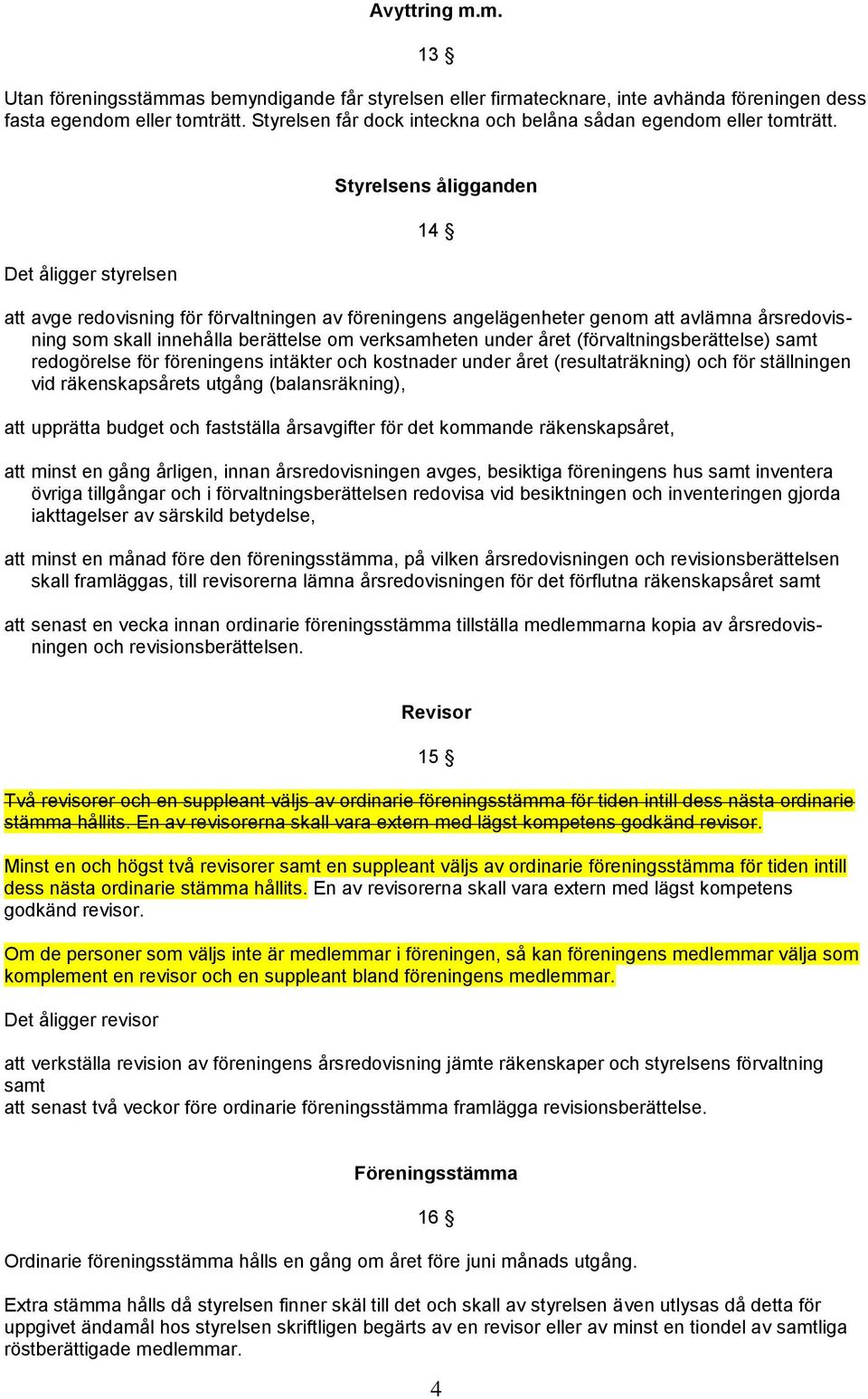 Det åligger styrelsen Styrelsens åligganden 14 att avge redovisning för förvaltningen av föreningens angelägenheter genom att avlämna årsredovisning som skall innehålla berättelse om verksamheten