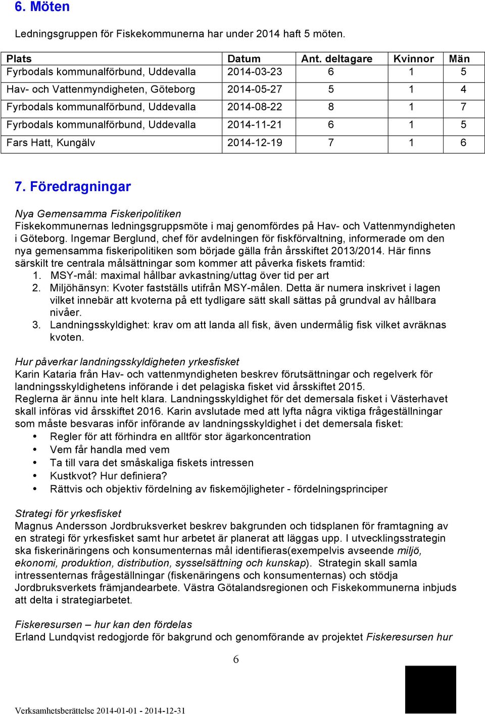 kommunalförbund, Uddevalla 2014-11-21 6 1 5 Fars Hatt, Kungälv 2014-12-19 7 1 6 7.