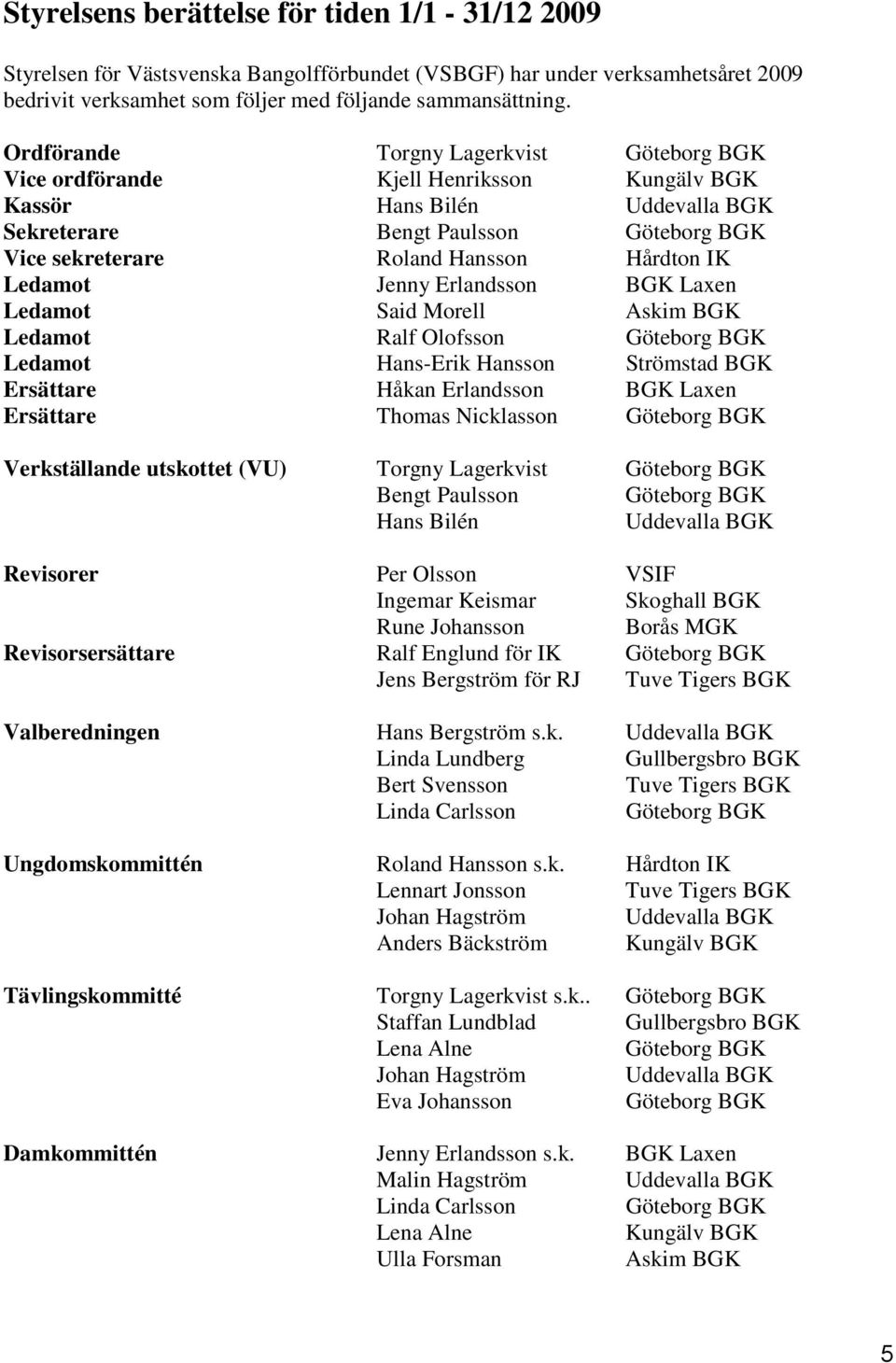 IK Ledamot Jenny Erlandsson BGK Laxen Ledamot Said Morell Askim BGK Ledamot Ralf Olofsson Göteborg BGK Ledamot Hans-Erik Hansson Strömstad BGK Ersättare Håkan Erlandsson BGK Laxen Ersättare Thomas