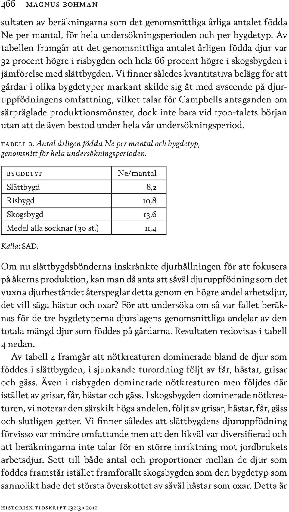 Vi finner således kvantitativa belägg för att gårdar i olika bygdetyper markant skilde sig åt med avseende på djuruppfödningens omfattning, vilket talar för Campbells antaganden om särpräglade