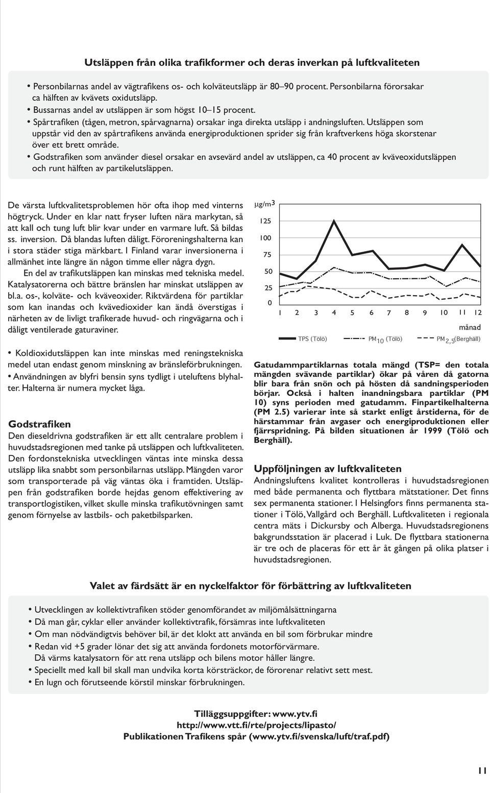 Spårtrafiken (tågen, metron, spårvagnarna) orsakar inga direkta utsläpp i andningsluften.