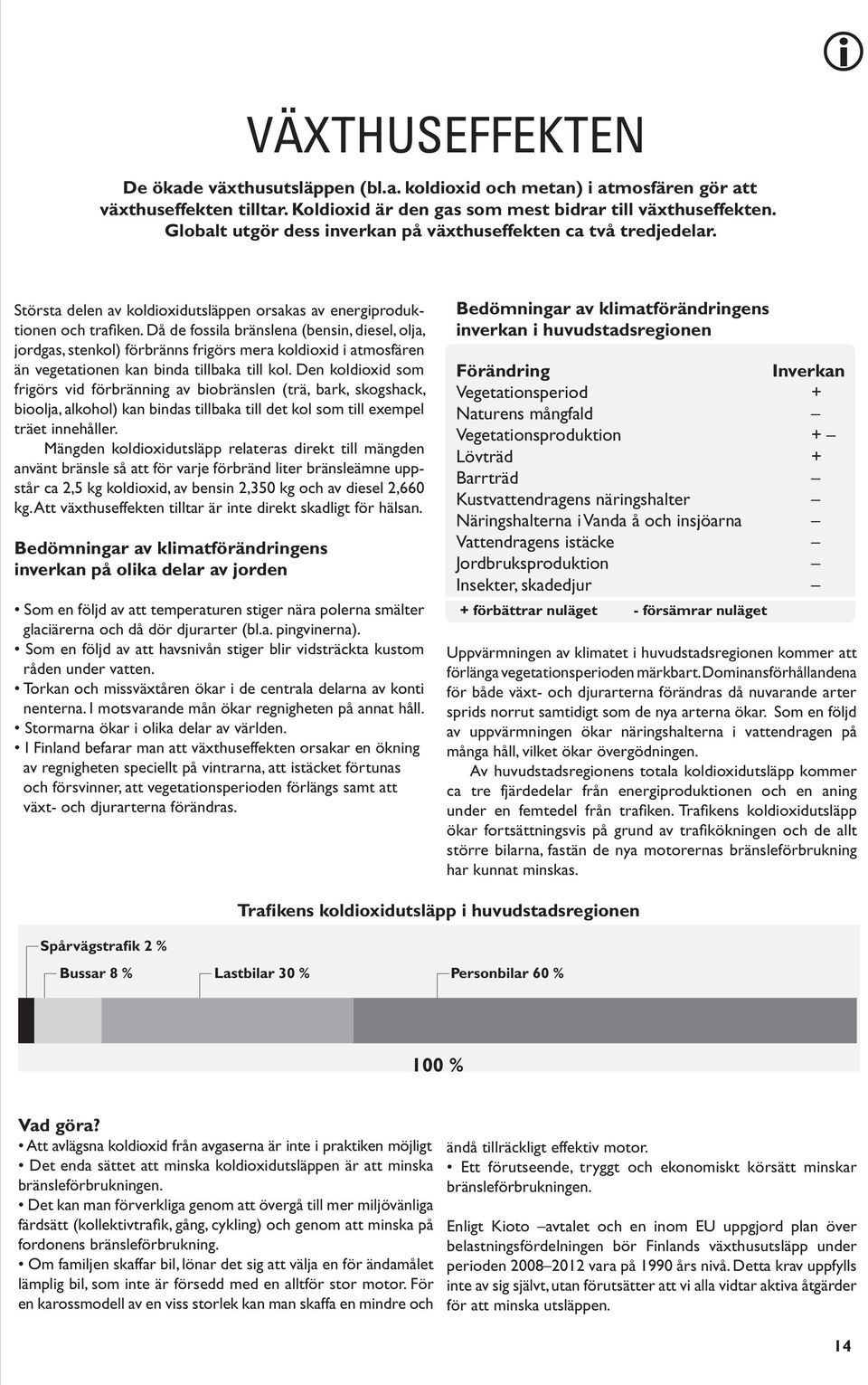 Då de fossila bränslena (bensin, diesel, olja, jordgas, stenkol) förbränns frigörs mera koldioxid i atmosfären än vegetationen kan binda tillbaka till kol.