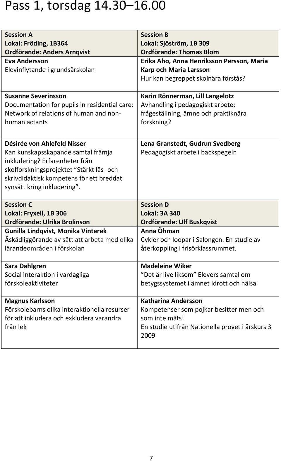 human and nonhuman actants Session B Lokal: Sjöström, 1B 309 Ordförande: Thomas Blom Erika Aho, Anna Henriksson Persson, Maria Karp och Maria Larsson Hur kan begreppet skolnära förstås?