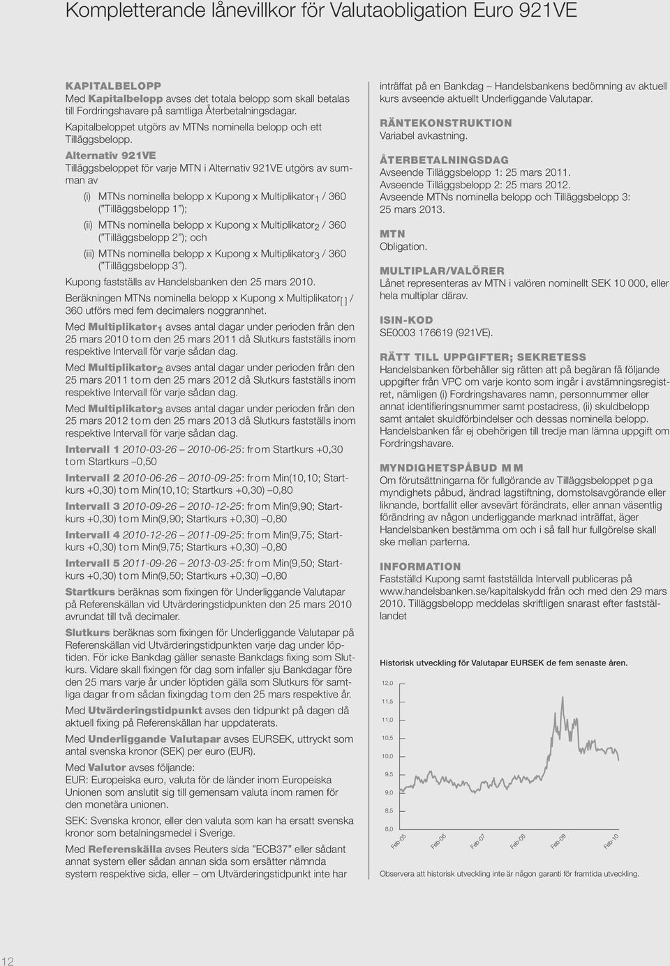 Alternativ 921VE Tilläggsbeloppet för varje MTN i Alternativ 921VE utgörs av summan av (i) MTNs nominella belopp x Kupong x Multiplikator 1 / 360 ( Tilläggsbelopp 1 ); (ii) MTNs nominella belopp x