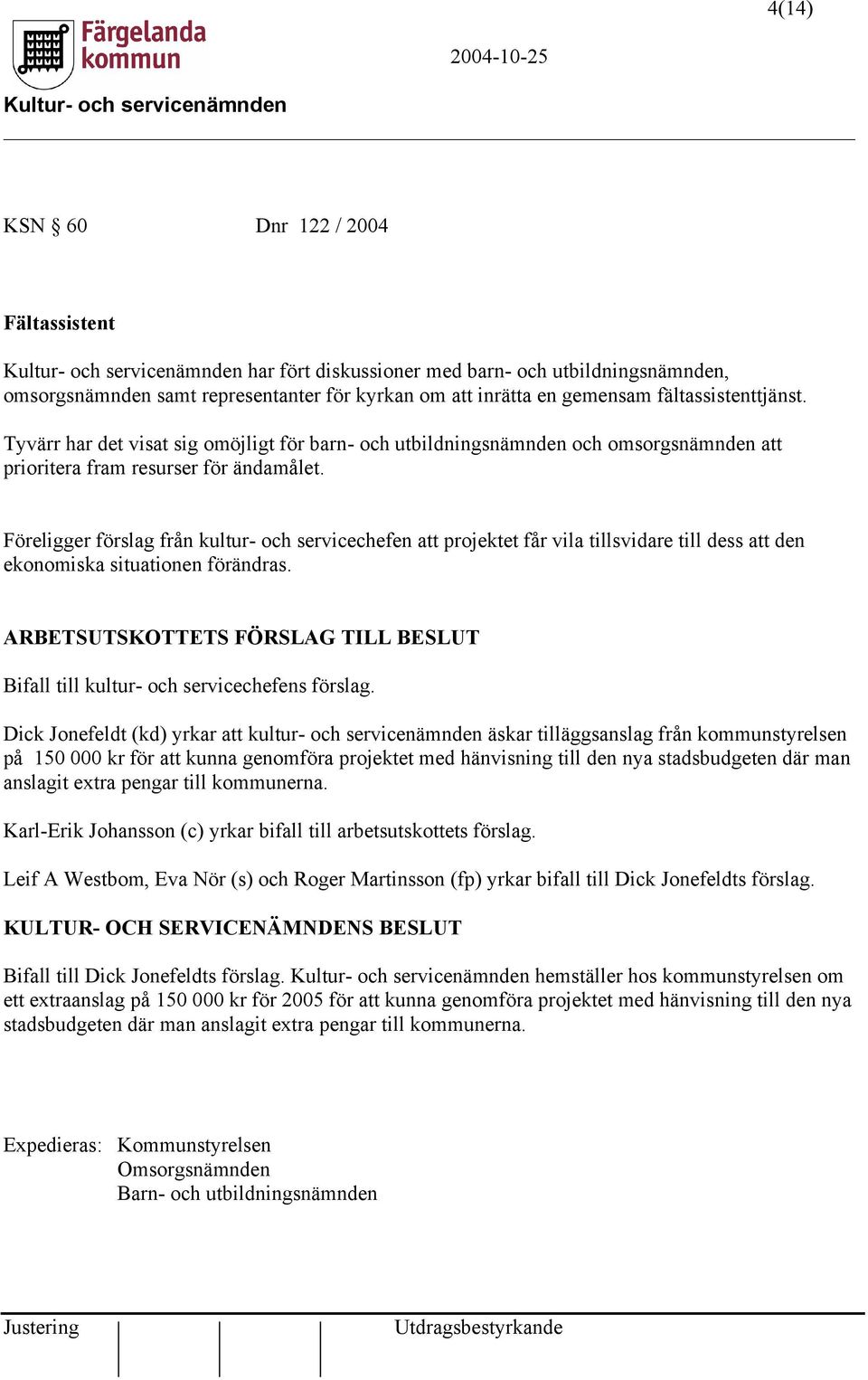 Föreligger förslag från kultur- och servicechefen att projektet får vila tillsvidare till dess att den ekonomiska situationen förändras.