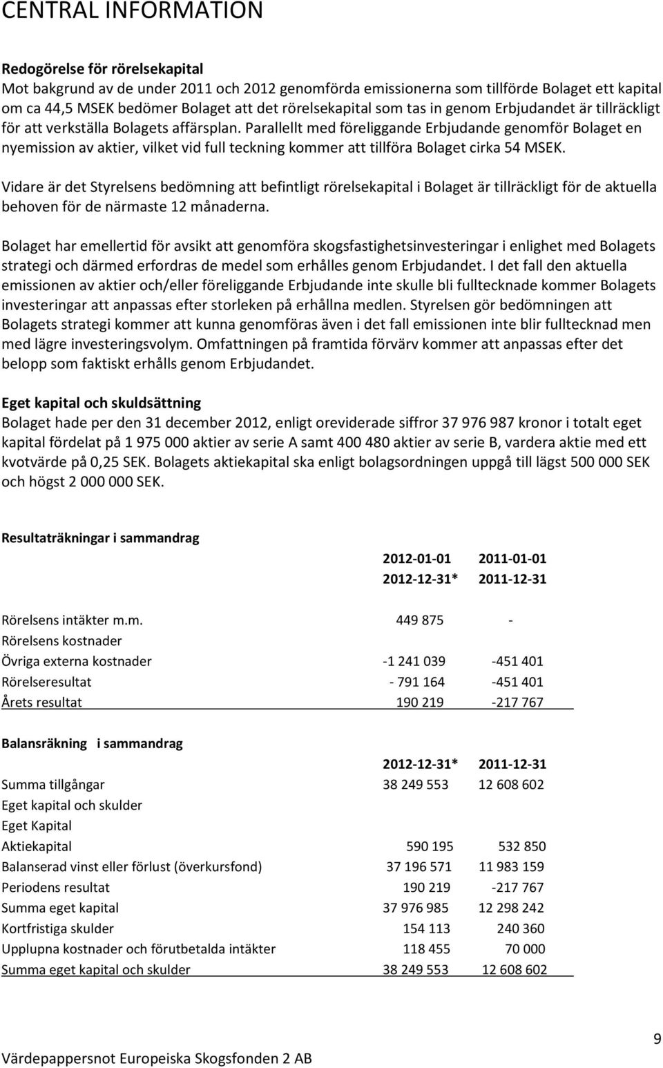 Parallellt med föreliggande Erbjudande genomför Bolaget en nyemission av aktier, vilket vid full teckning kommer att tillföra Bolaget cirka 54 MSEK.