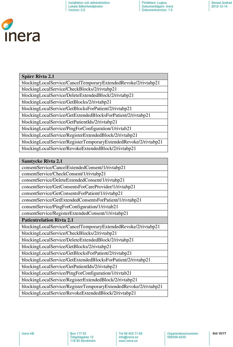 blockinglocalservice/getblocks/2/rivtabp21 blockinglocalservice/getblocksforpatient/2/rivtabp21 blockinglocalservice/getextendedblocksforpatient/2/rivtabp21