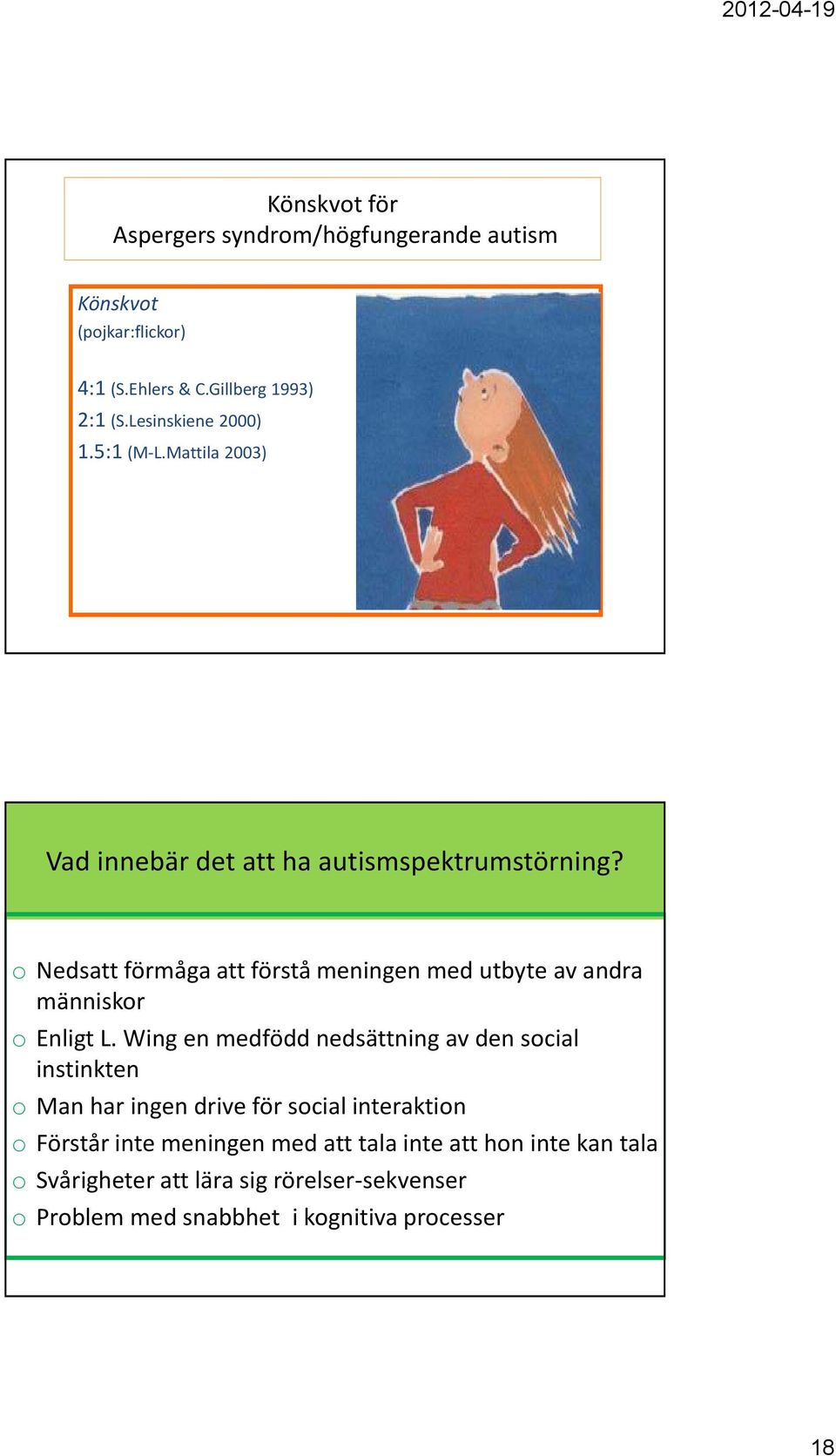 o Nedsatt förmåga att förstå meningen med utbyte av andra människor o Enligt L.