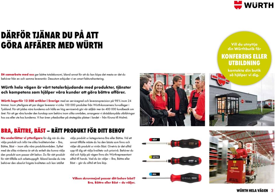 Würth hela vägen är vårt totalerbjudande med produkter, tjänster och kompetens som hjälper våra kunder att göra bättre affärer.