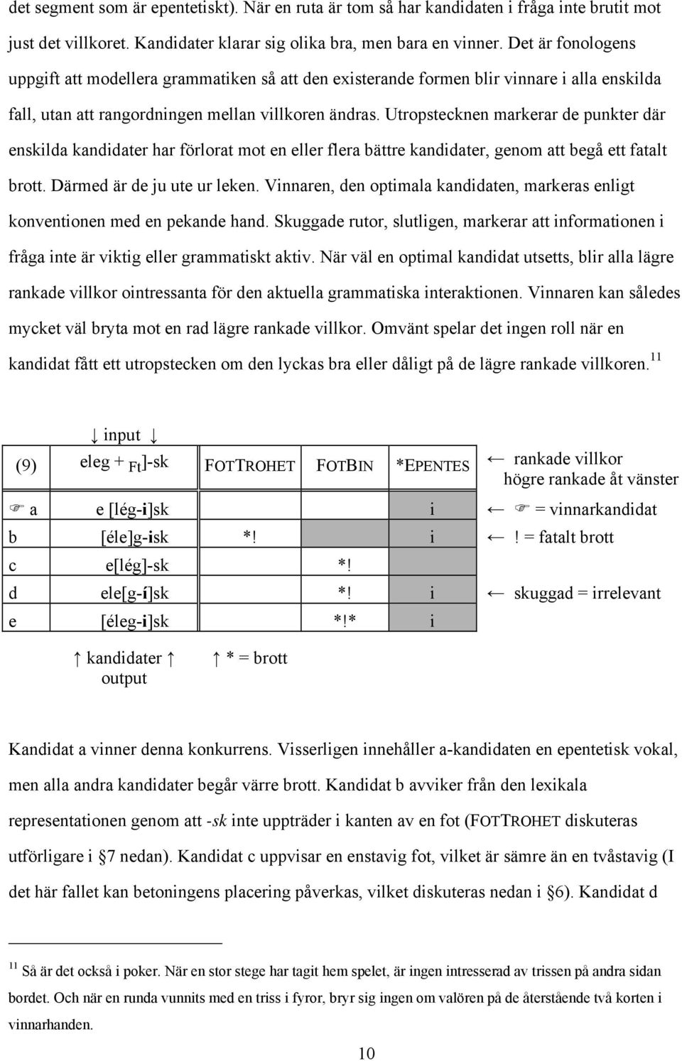 Utropstecknen markerar de punkter där enskilda kandidater har förlorat mot en eller flera bättre kandidater, genom att begå ett fatalt brott. Därmed är de ju ute ur leken.