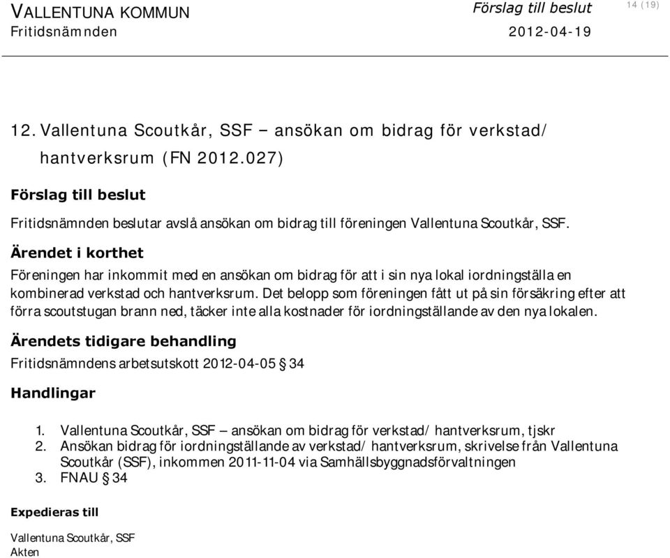 Ärendet i korthet Föreningen har inkommit med en ansökan om bidrag för att i sin nya lokal iordningställa en kombinerad verkstad och hantverksrum.