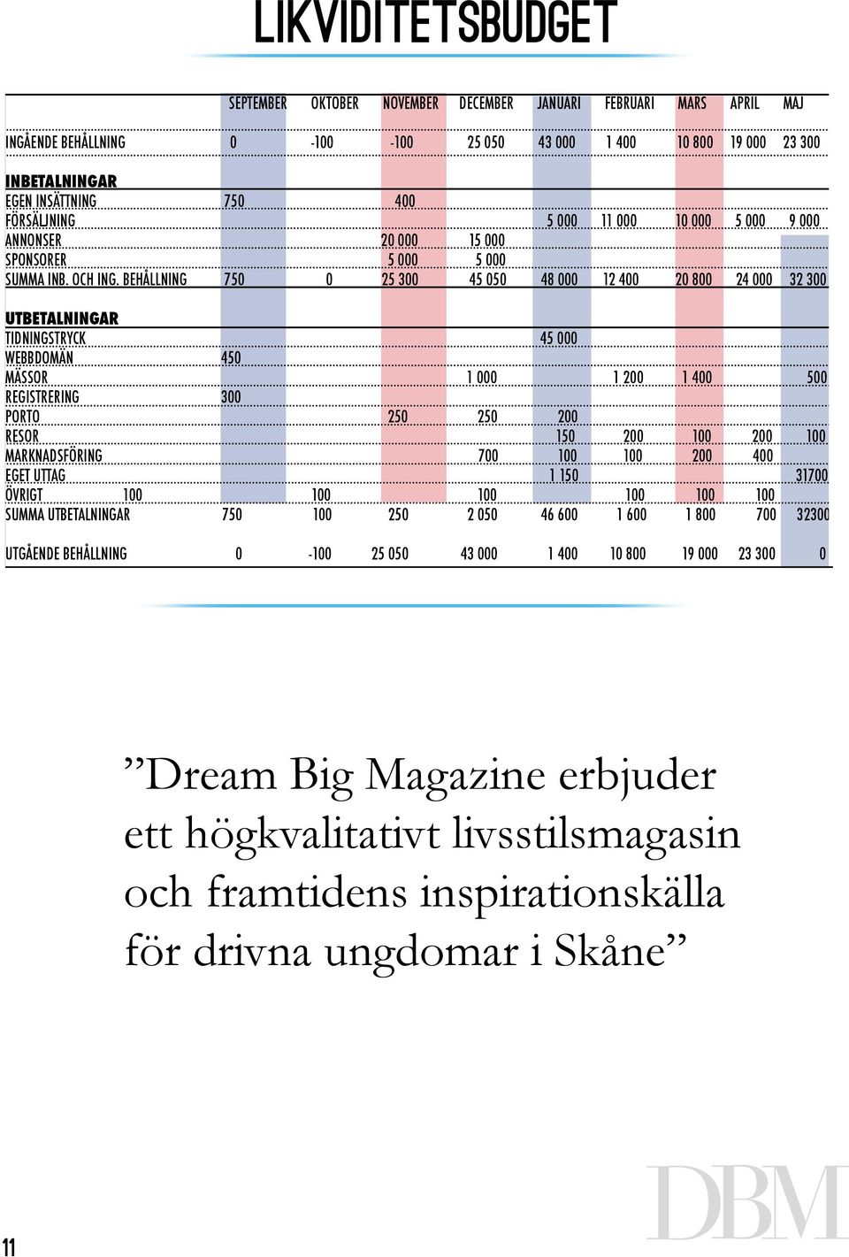 BEHÅLLNING 750 0 25 300 45 050 48 000 12 400 20 800 24 000 32 300 UTBETALNINGAR TIDNINGSTRYCK 45 000 WEBBDOMÄN 450 MÄSSOR 1 000 1 200 1 400 500 REGISTRERING 300 PORTO 250 250 200 RESOR 150 200 100