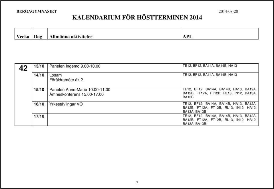 00-11.00 Ämneskonferens 15.00-17.