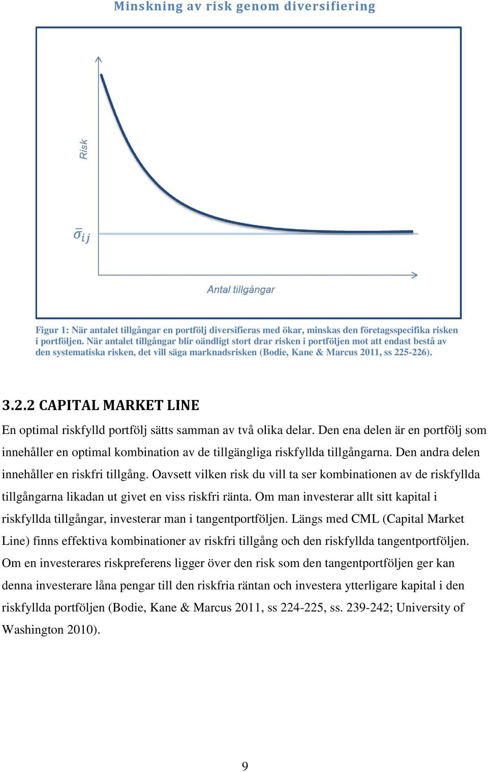 11, ss 225-226). 3.2.2 CAPITAL MARKET LINE En optimal riskfylld portfölj sätts samman av två olika delar.