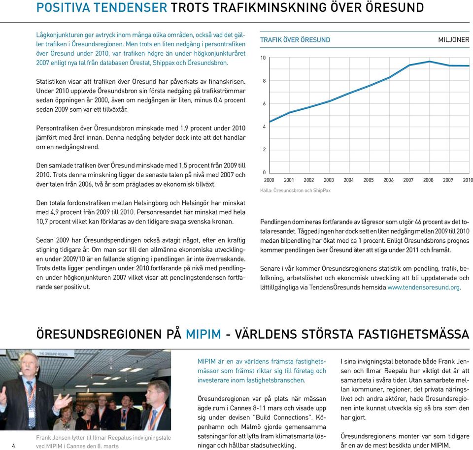 TRAFIK ÖVER ÖRESUND 10 MILJONER Statistiken visar att trafiken över Öresund har påverkats av finanskrisen.