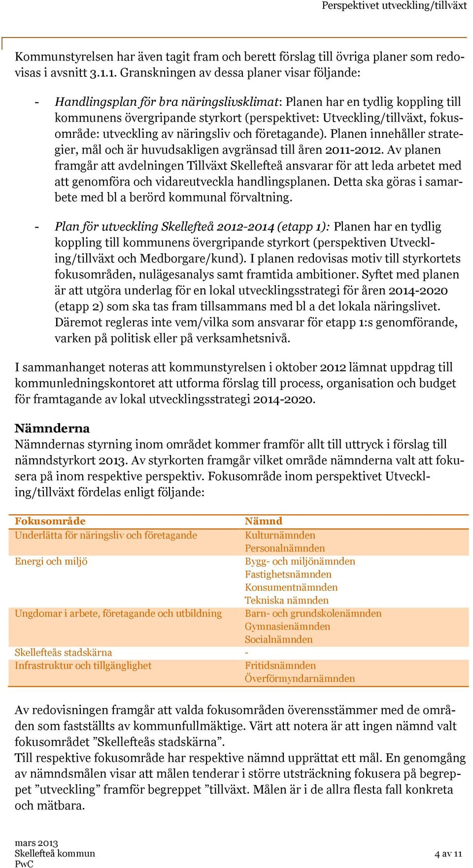 fokusområde: utveckling av näringsliv och företagande). Planen innehåller strategier, mål och är huvudsakligen avgränsad till åren 2011-2012.