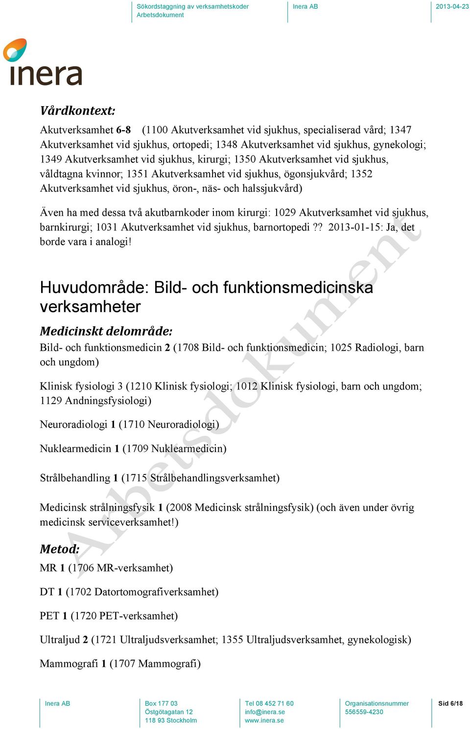 två akutbarnkoder inom kirurgi: 1029 Akutverksamhet vid sjukhus, barnkirurgi; 1031 Akutverksamhet vid sjukhus, barnortopedi?? 2013-01-15: Ja, det borde vara i analogi!